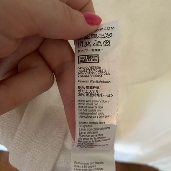 Topshop White Tee w/ Blue & Black Stripe Blue Collar - Picture 7 of 8